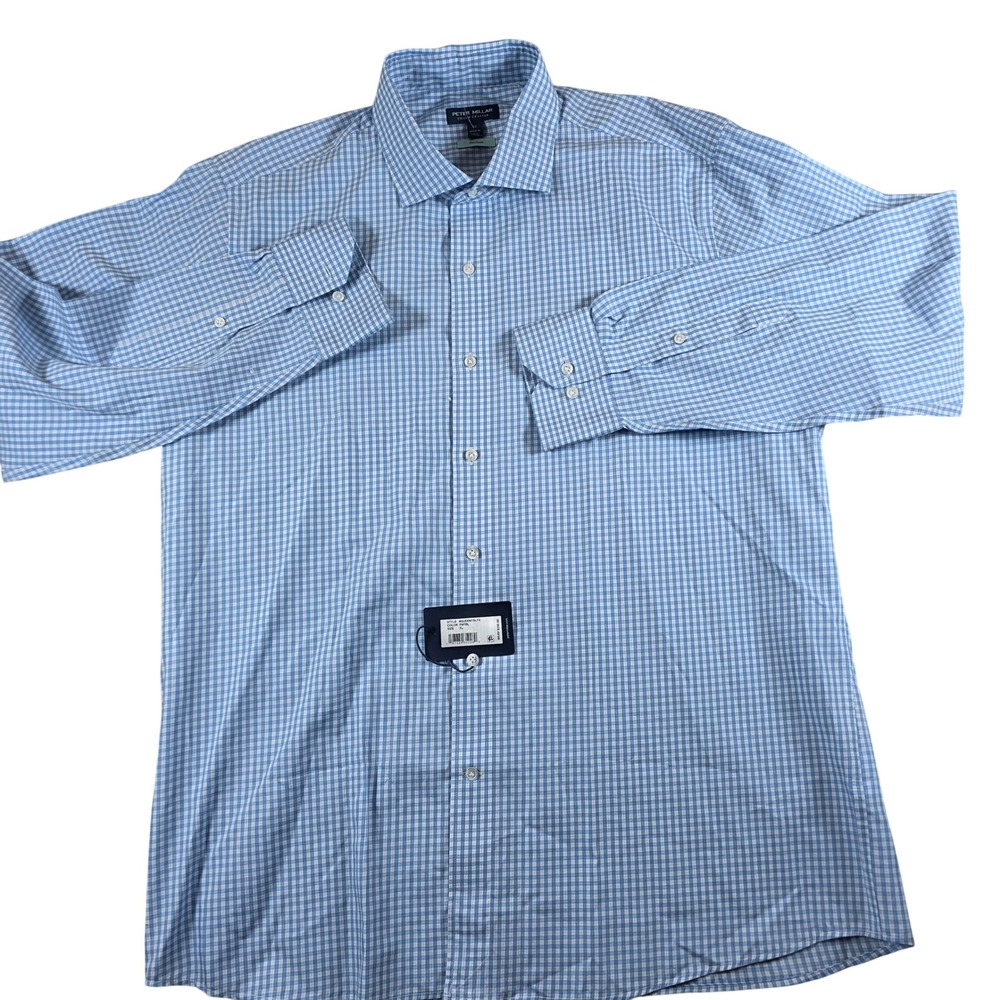 Peter Millar Crown Crafted MenXL Flex Finish Button shirt  Blue Gingham NWT $250 - Picture 2 of 11